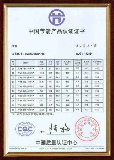 中国节能产品认证证书（单级双吸离心泵)4